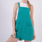 VERY J Sleeveless Double Gauze Overalls with Pockets Green Shortalls