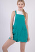 VERY J Sleeveless Double Gauze Overalls with Pockets Green Shortalls