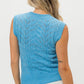 BiBi Blue Chevron Pointelle Pearl Knit Top Tops
