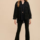 Annie Wear Openwork Button Down Drop Shoulder Shirt Tops