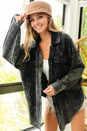 BiBi Vintage Washed Wrinkle Gauze Shacket | Daverri Fashions
