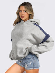 Contrast Dropped Shoulder Long Sleeve Hoodie | Sweatshirts Daverri Fashions