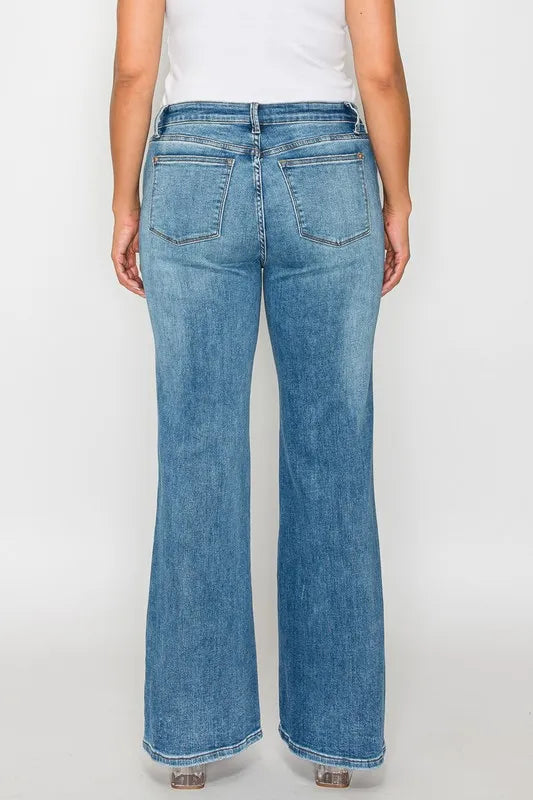 bytos Full Size Cat's Whiskers Mid Rise Bootcut Jeans | Jeans Daverri Fashions