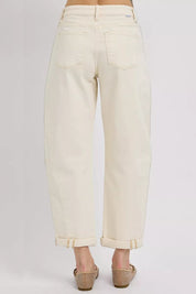 RISEN High Rise Relaxed Barrel Cuffed Jeans | Jeans Daverri Fashions