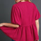Umgee Full Size Cotton Gauze Floral Embroidery Babydoll Blouse Plus Size Blouses