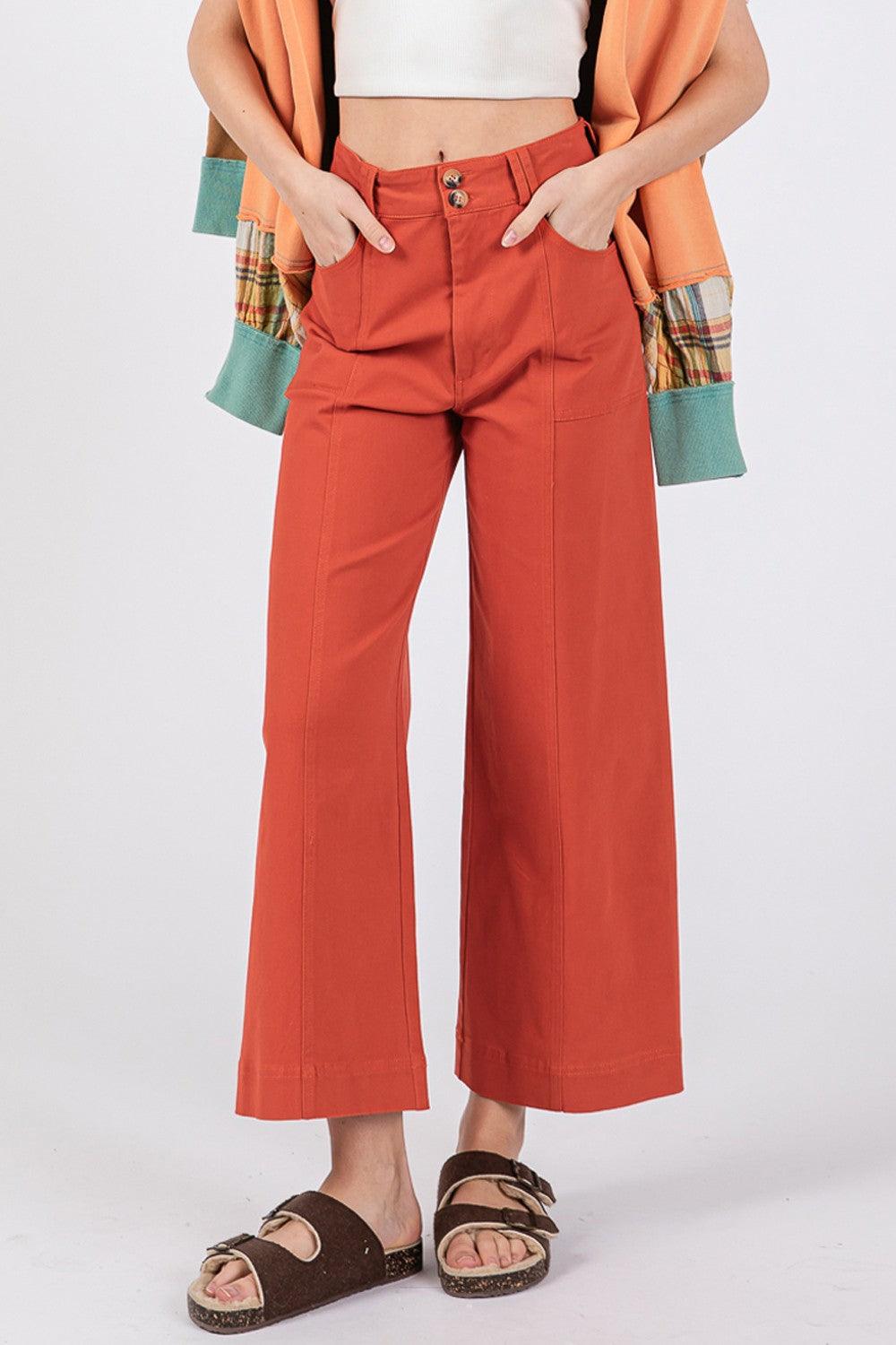 SAGE + FIG Wide Leg Cropped Pants Pants