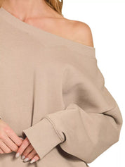 Zenana Fleece Boat Neck Sweatshirt and Shorts Set | Loungewear Sets Daverri Fashions