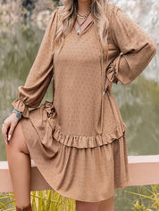 Plus Size Dot Flounce Sleeve Mini Dress | Mini Dresses Daverri Fashions