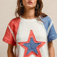 BiBi contrast French terry Fourth of July star patch raglan t-shirt