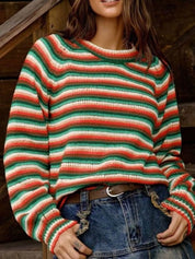 Rainbow Striped Pullover Sweater | Sweaters Daverri Fashions