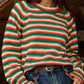 Rainbow Striped Pullover Sweater - DAVERRI FASHIONS