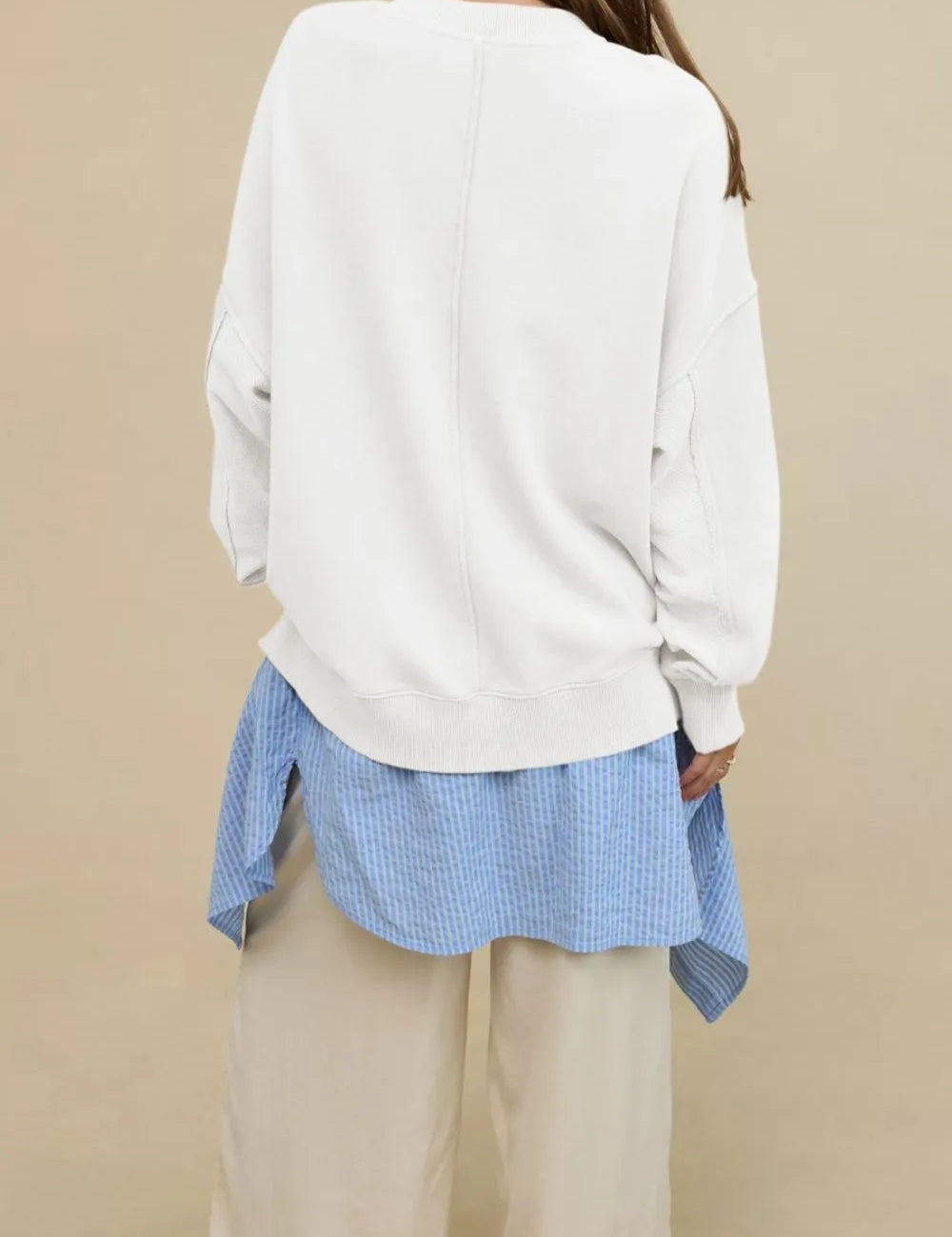 Side Slit Round Neck Long Sleeve Sweatshirt | Sweatshirts Daverri Fashions