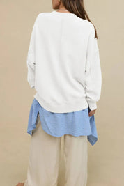 Side Slit Round Neck Long Sleeve Sweatshirt | Sweatshirts Daverri Fashions