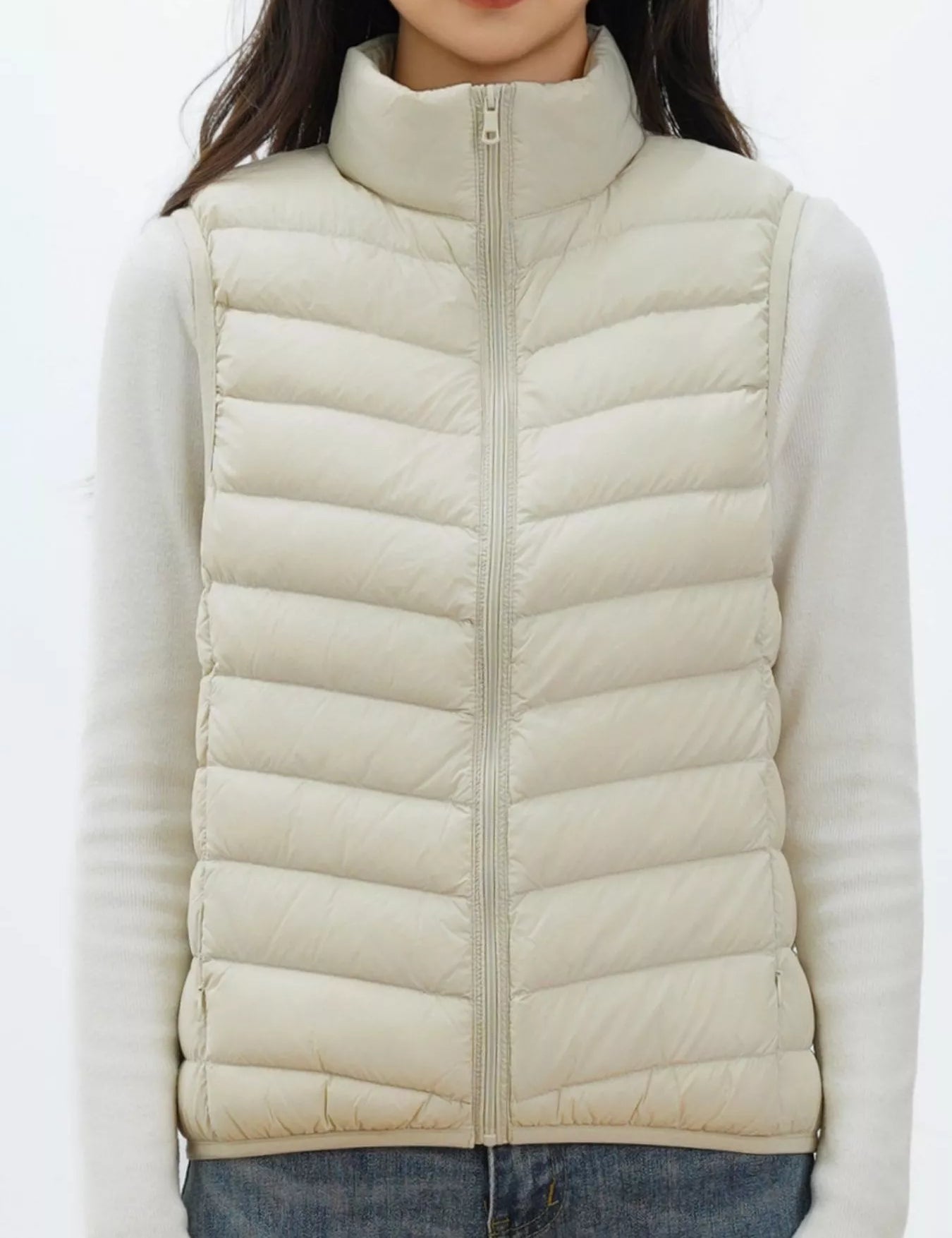 Quilted Zip Up Turtleneck Vest Coat | Vest Jackets Daverri Fashions
