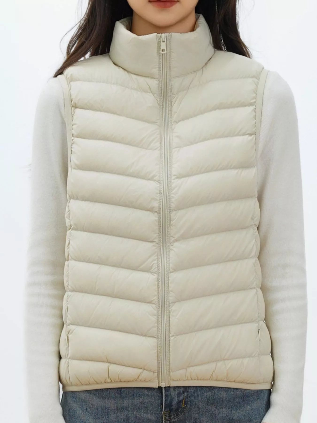Quilted Zip Up Turtleneck Vest Coat | Vest Jackets Daverri Fashions