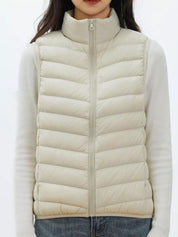 Quilted Zip Up Turtleneck Vest Coat | Vest Jackets Daverri Fashions
