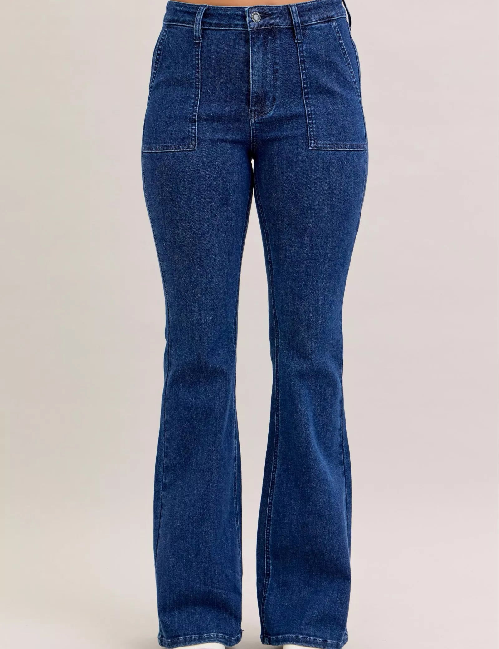 DK Judy Blue High Waist Flare Jeans with Front Patch Pockets | Jeans Daverri Fashions
