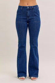 DK Judy Blue High Waist Flare Jeans with Front Patch Pockets | Jeans Daverri Fashions