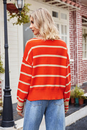 Striped Johnny Collar Sweater | Sweaters Daverri Fashions