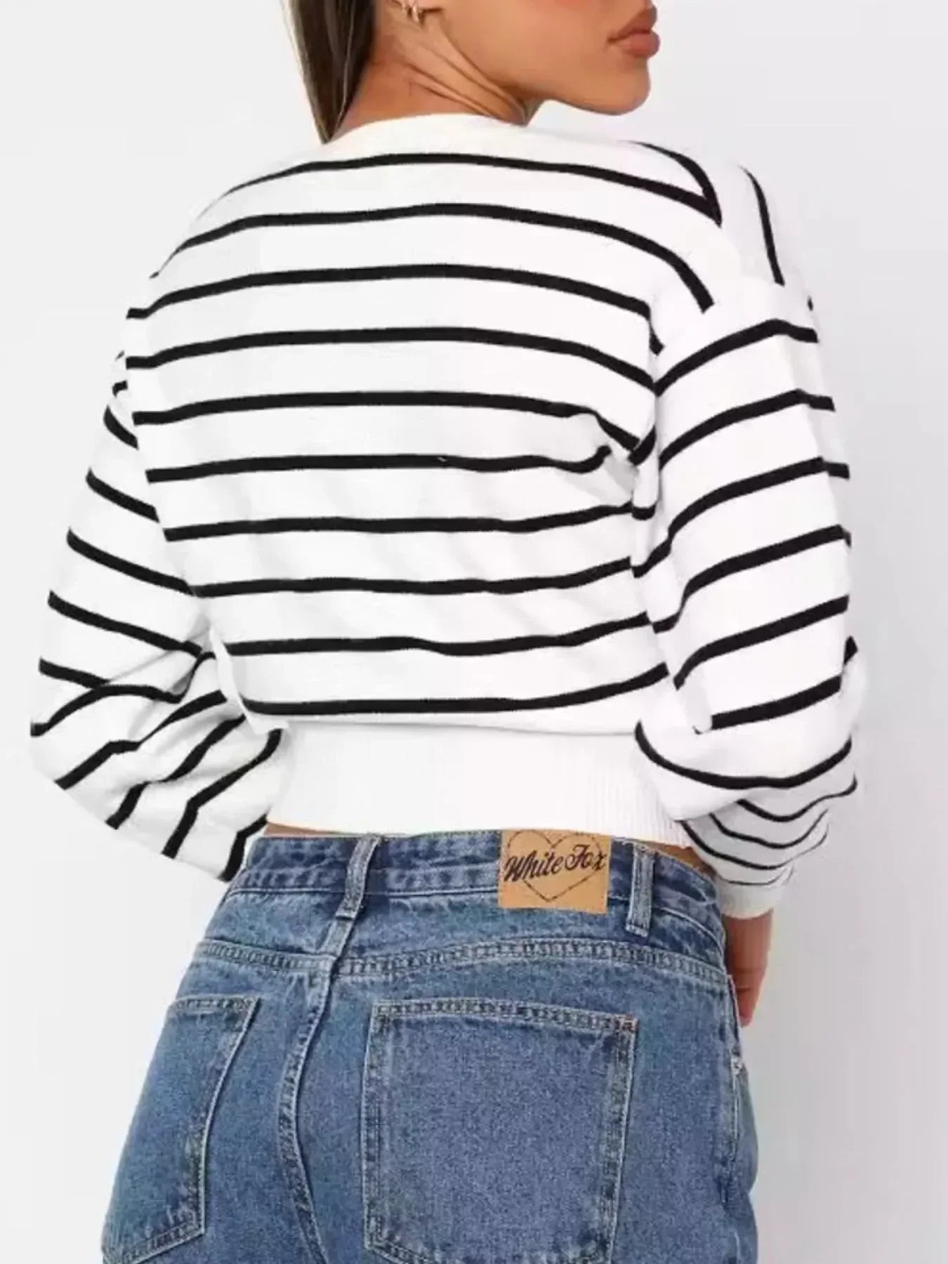 Striped Button Up Cardigan - DAVERRI FASHIONS