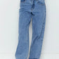 Mid Rise Asymmetrical Waist Wide Leg Jeans - DAVERRI FASHIONS