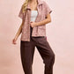 BiBi Washed Terry Pants with Pockets Vintage Mocha - DAVERRI FASHIONS