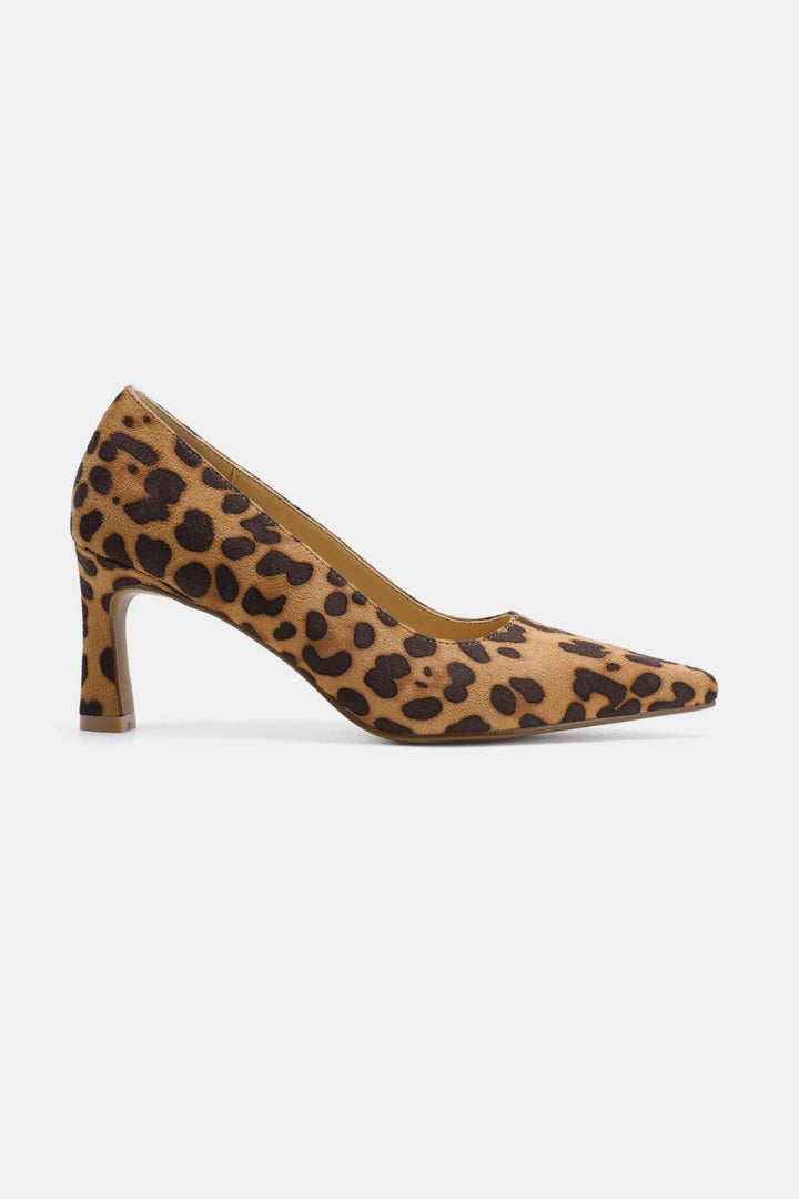 Beast Fashion Faux Suede Leopard Point Toe Pumps Footwear