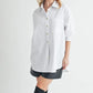 Aemi + Co High-Low Collared Neck Drop Shoulder Shirt - DAVERRI FASHIONS