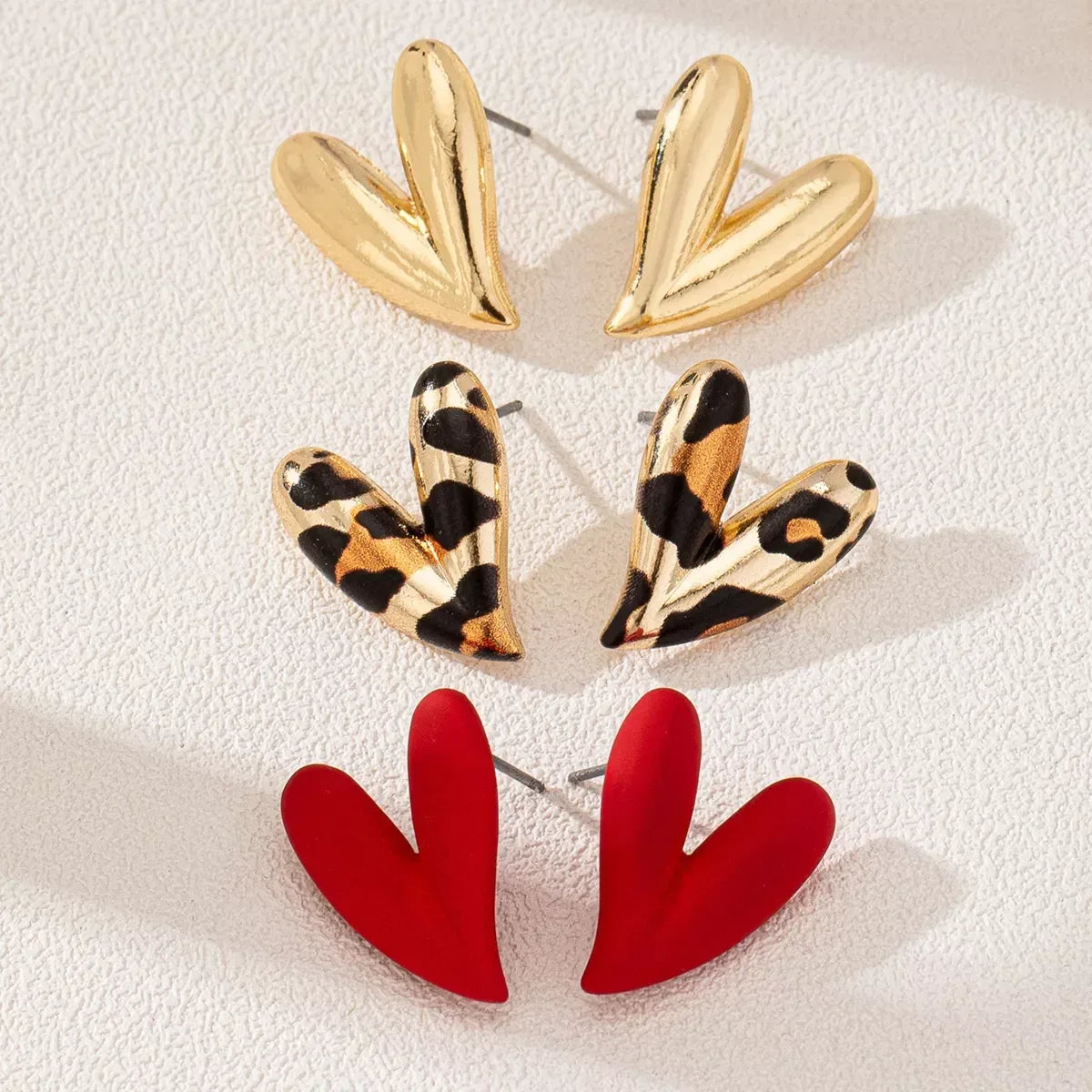 4 Pair Heart Stud Earrings - DAVERRI FASHIONS