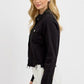 RISEN Full Size Irregular Fray Hem Button Up Denim Jacket Plus Size