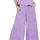 Zenana Lavender Woven Acid Crinkle Washed Cami & Pants 2 Piece Set Outfit Sets