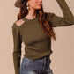 SO ME Rib Knit Top with Shoulder Cut Out Tops