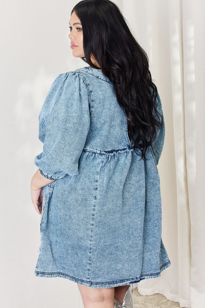 HEYSON Full Size Oversized Denim Babydoll Dress Babydoll Dresses