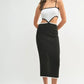 MABLE Black Ribbed Knit Color Block Cutout Midi Dress - DAVERRI FASHIONS