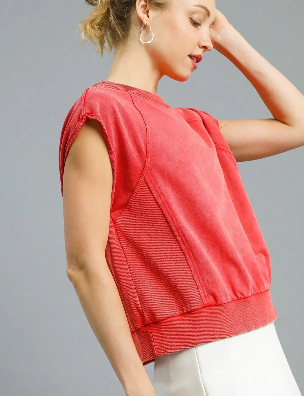 Umgee Round Neck Cap Sleeve Sweatshirt | Sweatshirts Daverri Fashions