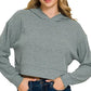 Drop Shoulder Ribbed Crop Hoodie Ash Jade - DAVERRI FASHIONS