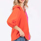 GeeGee Full Size Ruffle Trim Contrast Blouse - DAVERRI FASHIONS