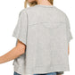 Zenana Halo light grey cropped tee back with distressed patchwork stitching