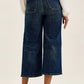 Dark blue high waist Judy Blue wide crop denim culottes with patch pocket