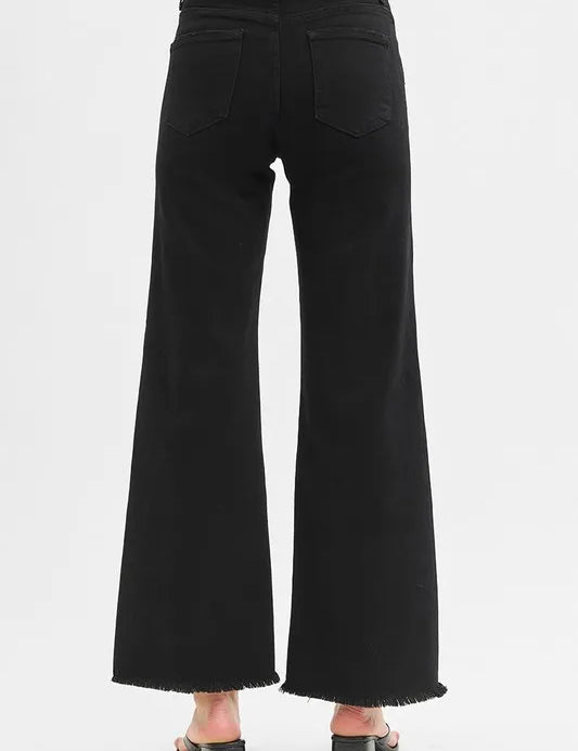 RISEN Full Size Tummy Control High Rise Wide Jeans Plus Size | Daverri Fashions