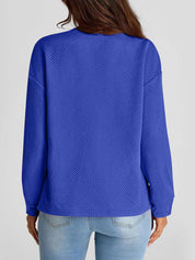 Full Size Texture Round Neck Long Sleeve Sweatshirt | Sweatshirts Daverri Fashions