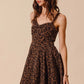 SO ME Mineral Washed Leopard Flare Cami Dress Mini Dresses
