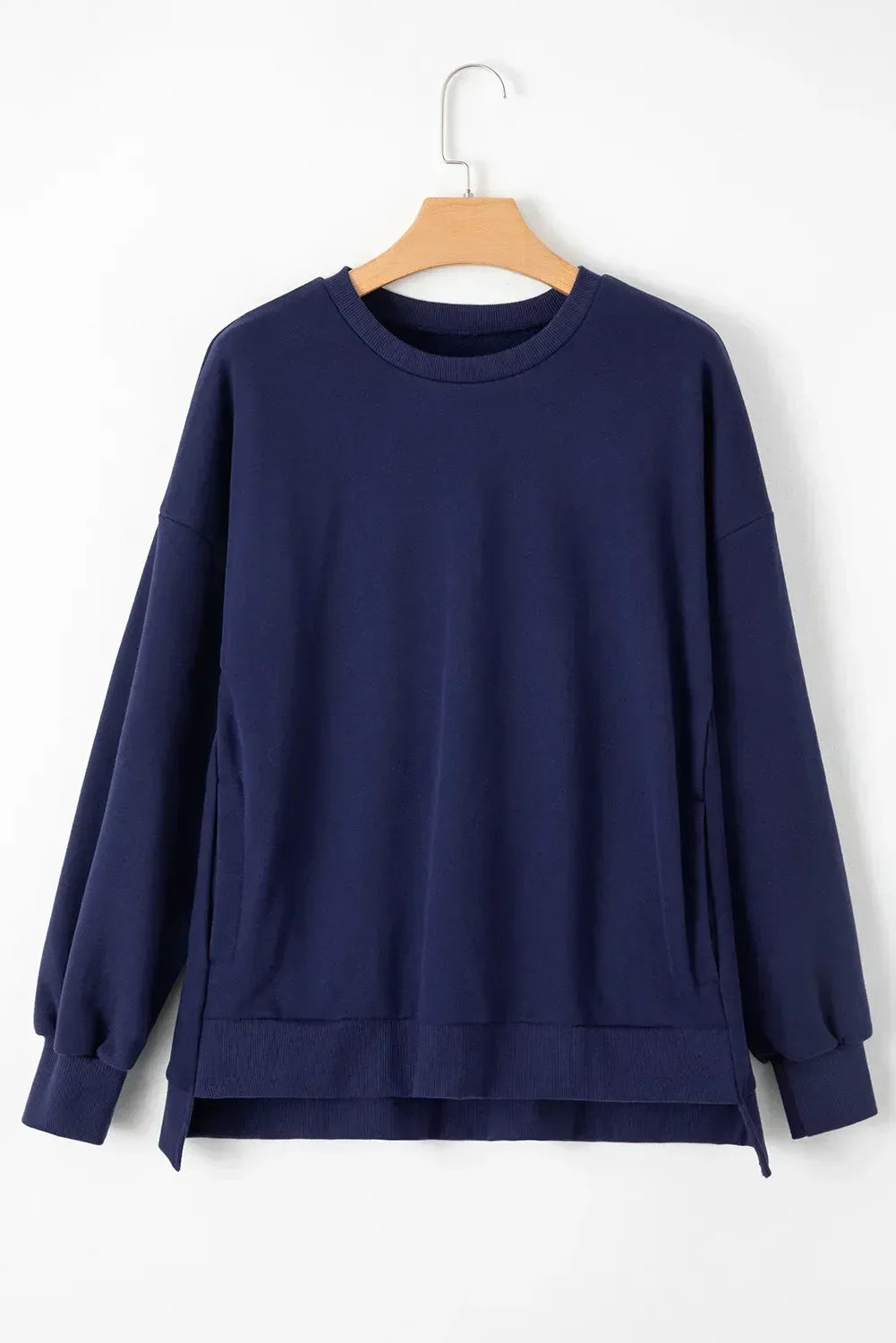 Round Neck Long Sleeve Sweatshirt - DAVERRI FASHIONS