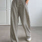Daverri striped high-waisted wide leg pants in black beige stripes