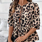 Tied Leopard Round Neck Half Sleeve Blouse - DAVERRI FASHIONS