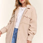 And The Why Teddy Sherpa Button Down Curved Hem Shacket Natural