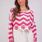 VERY J Chevron/Floral Pattern Crochet Knit Top - DAVERRI FASHIONS