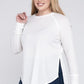Plus Melange Baby Waffle Long Sleeve Top Plus Tops
