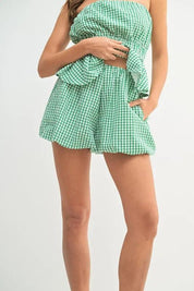 MABLE Gingham Tube Top and Shorts Set | Outfit Sets Daverri Fashions