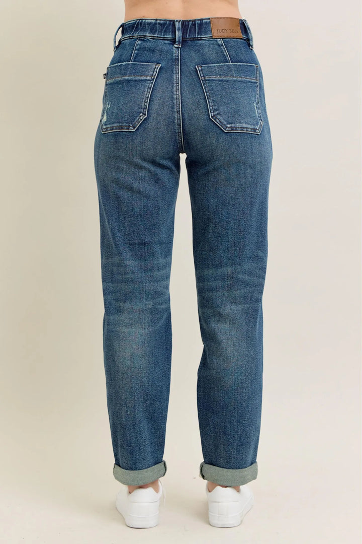Judy Blue Full Size HW Vintage Wash Jeans w/ Drawstring | Jeans Daverri Fashions